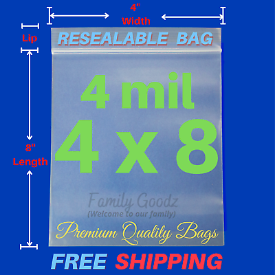 #ad 4quot;x8quot; Clear 4 Mil reclosable zip seal lock bag plastic lock bags jewelry parts $16.99