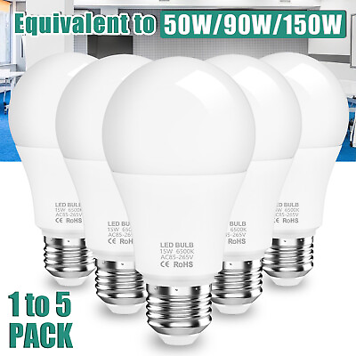#ad LED Light Bulbs 50 90 150 180W Equivalent A19 E26 E27 Lamp Daylight White 6500K $7.95