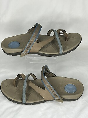 #ad Vionic Women#x27;s Mojave Sandals 8 Toe Loop Performance Recovery Slide Brown Blue $17.00
