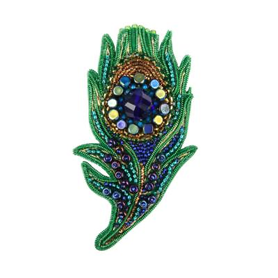 #ad DIY Brooch making kit quot;Peacock featherquot; 1.8quot;x3.3quot; Crystal Art $30.99