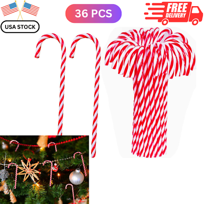 #ad 36 Pcs Twisted Candy Cane Hanging Ornaments for Christmas Tree Decorations $16.49