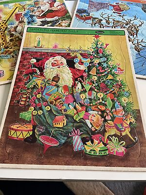 #ad vintage whitman christmas puzzle lot of 3 santa claus workshop night before nice $55.00