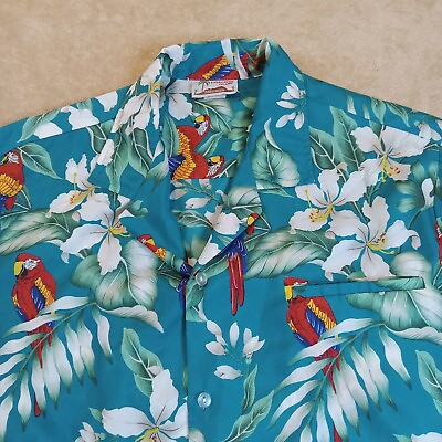 #ad Evergreen Island Hawaiian Shirt Men#x27;s Large Multicolor Short Sleeve $24.00