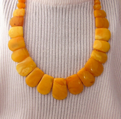 #ad Rare old handmade natural Baltic amber Beads Necklace 37gr $635.00