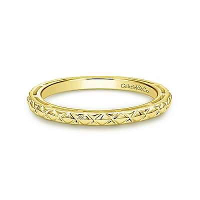 #ad 14K Yellow Gold Quilted pattern Stacking Ring $495.00