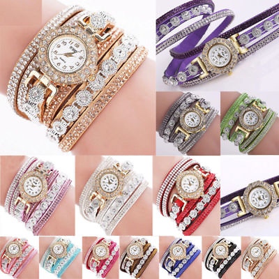 #ad Fashion Women Ladies Analog Quartz Bling Diamond Bracelet Dress Wrist Watch Gift $2.99