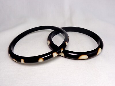 #ad #ad Pair of 2 Brown Black and White Spotted Bangle Bracelets Jewelry Fashion Animal $2.95
