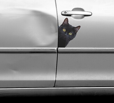 #ad Black Cat Peeking Cat For Car Bumper Window Wall Vinyl Decal Sticker FREE SHIP $4.95