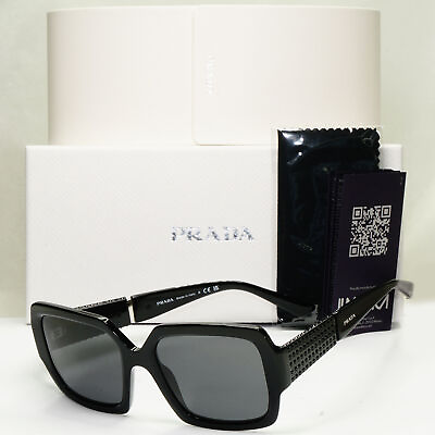 #ad Prada Sunglasses Black Square Diamante Crystal PR21XS SPR 21X 01E 5S0 GBP 199.00