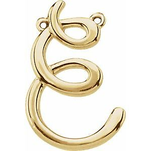 #ad 14k Yellow Gold Script Initial E Necklace Center for Women $348.50