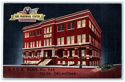 #ad c1940 BPOE Elks Boulder Third Streets Exterior Building Tulsa Oklahoma Postcard $29.95