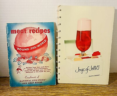 #ad 2 VTG 50s 60s “Free”Cookbooks: MEAT RECIPES ‘ROUND THE WORLD amp; JOYS OF JELL 0 $20.00