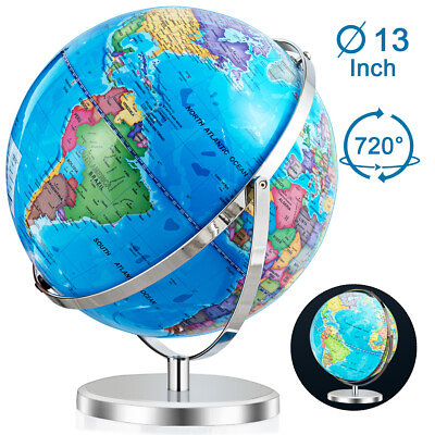 #ad Costway 13quot; World Globe 720° Rotating Illuminated Education Globe w Lighted Map $64.99