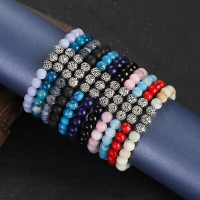 #ad 8MM Stone Beaded Bracelets Yoga Healing Bracelet Tibetan Handmade For Women Men C $4.09