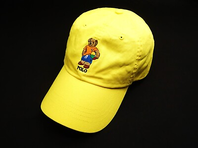 #ad NEW POLO RALPH LAUREN HAT BEACH BALL BEAR BASEBALL CAP YELLOW LEATHER STRAP $29.99