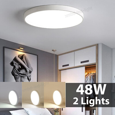 #ad 2x 48W LED Ceiling Light Dimmable Ultra Thin Flush Mount Kitchen Home Fixture US $43.99