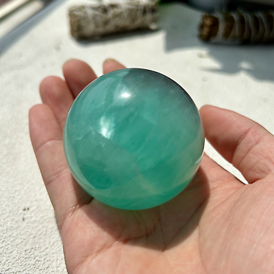 #ad 345g Natural green Fluorite Ball Sphere Quartz Crystal Mineral Healing 58mm 5th $28.00