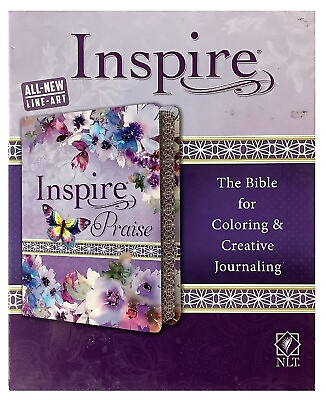 #ad Tyndale NLT Inspire Praise Bible; 2017; Purple Floral Leather Soft; 8.5 Point $42.99