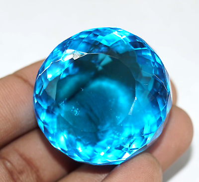 #ad #ad 214.20 Ct Round Cut Natural GIE Certified Brazilian Blue Topaz Loose Gemstone $18.95