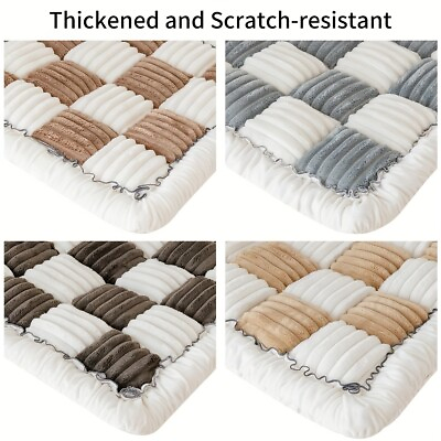 #ad Cream Coloured Large Plaid Square Pet Mat Bed Couch Cover Funny Fuzzy Couch $44.09