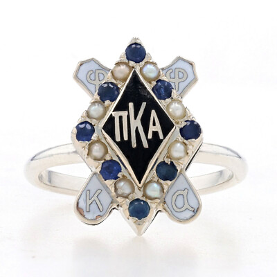 #ad White Gold amp; Sterling Pi Kappa Alpha Sweetheart Ring 14k 925 Sapphire Fraternity $299.99