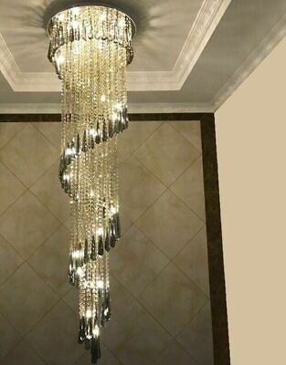 #ad Modern Chandelier Staircase Lighting Crystal Lamp Spiral Design Home Light $299.00