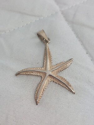 #ad 925 Silver Starfish Pendant Sea Star Dangle Jewelry Charm Large Size 1.5quot; Apprx $26.99