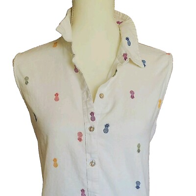 #ad Croft amp; Barrow Pineapple Sleeveless Button up Top XL $6.99