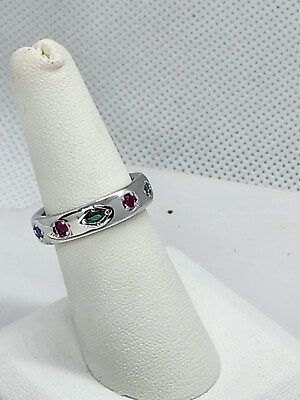 #ad Brand New Sterling Silver 925 Multi Color GemStone Ring $60.00