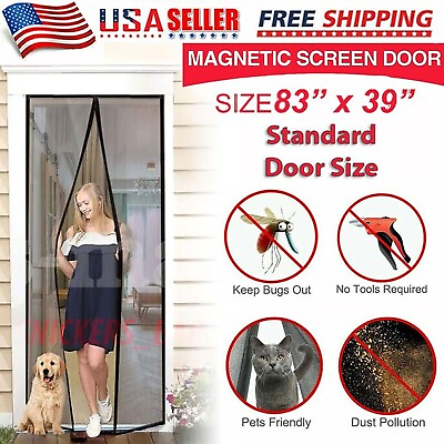 #ad Magnetic Screen Door With Heavy Duty Strong Magnets and Fiberglass Mesh Curtain $11.95