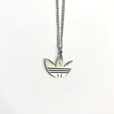 #ad NEW ADIDAS INSPIRED LOGO SILVER PLATED METAL NECKLACE 24quot; WITH ADJUSTER $19.95