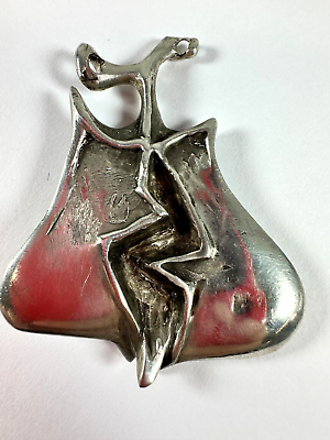 #ad Vintage Pendant Brutalist Sterling Silver Artist Made Unisex Heavy for Necklace $170.00