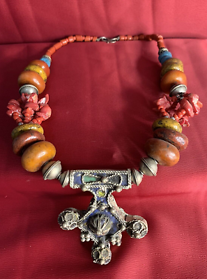 #ad Handcrafted Moroccan Tuareg Necklace Berber African Pendant Niger Tribal Ethnic $95.00