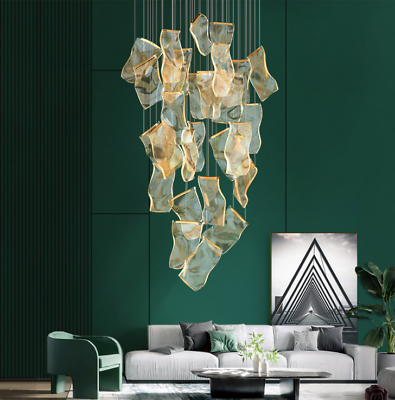 #ad Luxury LED Twist Acylic Chandelier Lighting Gold Villa Hall Pandant Fixtures $143.04
