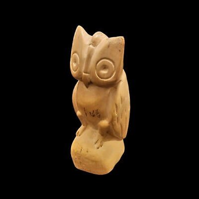 #ad Vintage Hand Carved Owl Bird Natural Stone Figurine Statue Sculpture 5.75quot; $19.00
