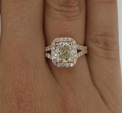 #ad 2 Ct Halo Split Shank Radiant Cut Diamond Engagement Ring SI1 D Treated $2087.80