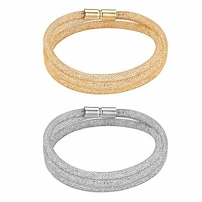 #ad Women Charm Multi layer Hollow Mesh Band Magnetic Buckle Bracelet Necklace Chain $9.99