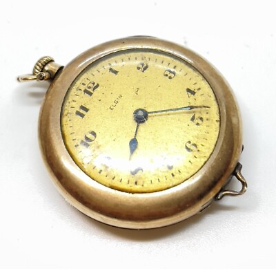 #ad Vintage Ladies Gold Filled Elgin Pocket Watch For Repair MFL Monogram $62.00