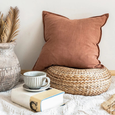 #ad Linen Throw Pillow Covers Vegetable Dyed Linen Terracotta 18x18 $39.89