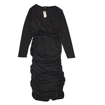 #ad River Island Black Long Sleeve Evening Dress Uk Women#x27;s Size 16 Bnwt CC447 GBP 39.99