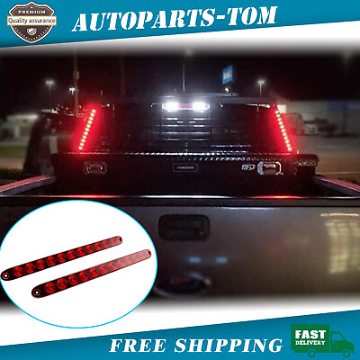 #ad 2X 15quot; 11LED Red Sealed Truck Trailer Brake Stop Turn Tail Submersible Light Bar $19.59