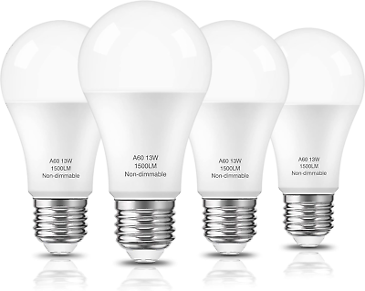 #ad LED Light Bulbs100 Watt Equivalent A19 13W Lightbulb 5000K Daylight White 4 Pack $11.99