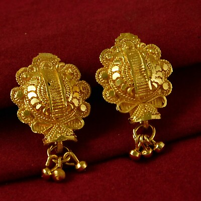 #ad Indian Wedding Traditional Goldplated Earrings Women 18K Stud Fashion Jewellery $12.50