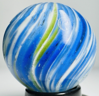 #ad 1.08quot; Swirl German Antique Blue White Green Onionskin Vintage Marbles Collection $99.95