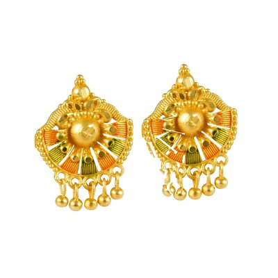 #ad Bollywood Designer Gold Plated Earrings 18K Stud Traditional Fashion Jewellery $11.49