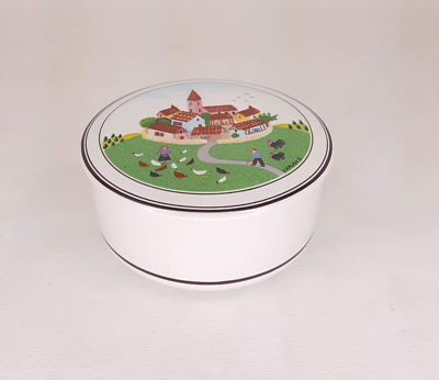 #ad Vintage VILLEROY amp; BOCH NAIF Spice Candy Dish with Lid Laplau Village Chickens $16.99