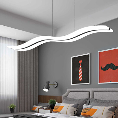 #ad Modern LED linear Chandelier Curve Suspended Pendant Light Restaurant Cafe 39quot; $89.00