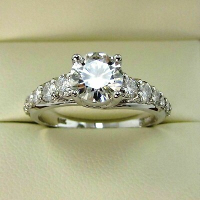 #ad 2.65 Ct Round Cut Moissanite Women#x27;s Engagement Ring 14K White Gold Plated $131.24
