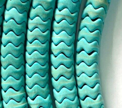#ad 3x10mm Blue Turquoise Wavy Loose Beads 100pcs $6.50