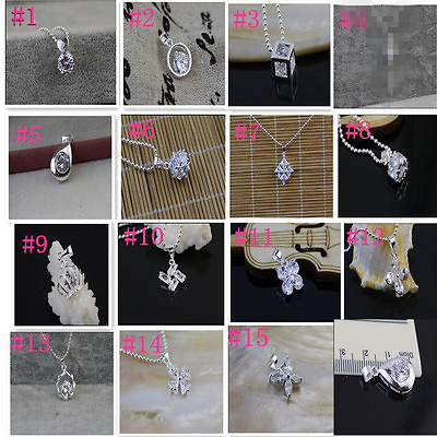 #ad Wholesale Jewelry 925 Sterling Silver Crystal Pendants Necklace Chain $1.49